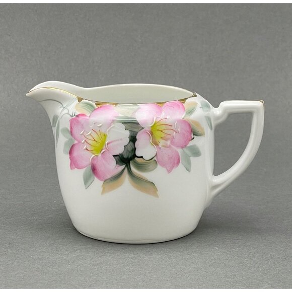 Vintage Hand Painted Noritake Porcelain Creamer With Pink Florals and Gold Trims - Picture 1 of 10